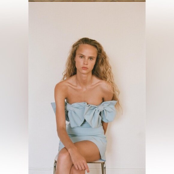 ZARA STRAPLESS BOW DRESS - Picture 4 of 7